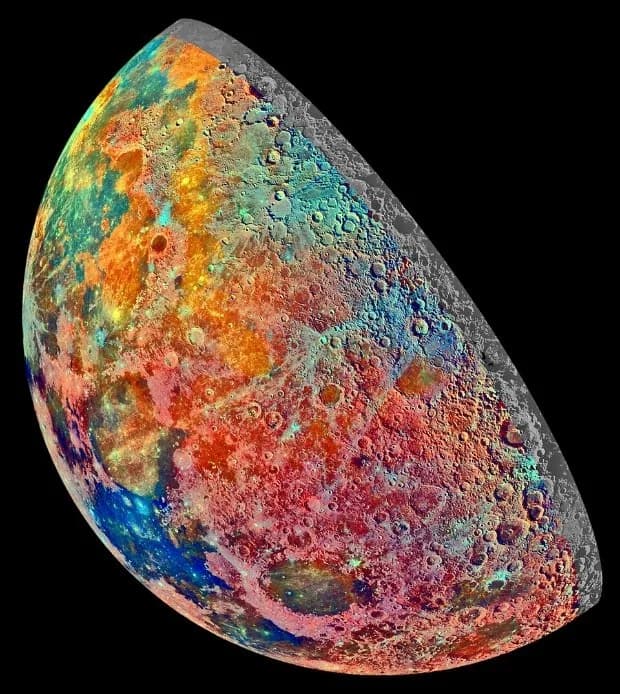 Colour-coded map of the lunar surface