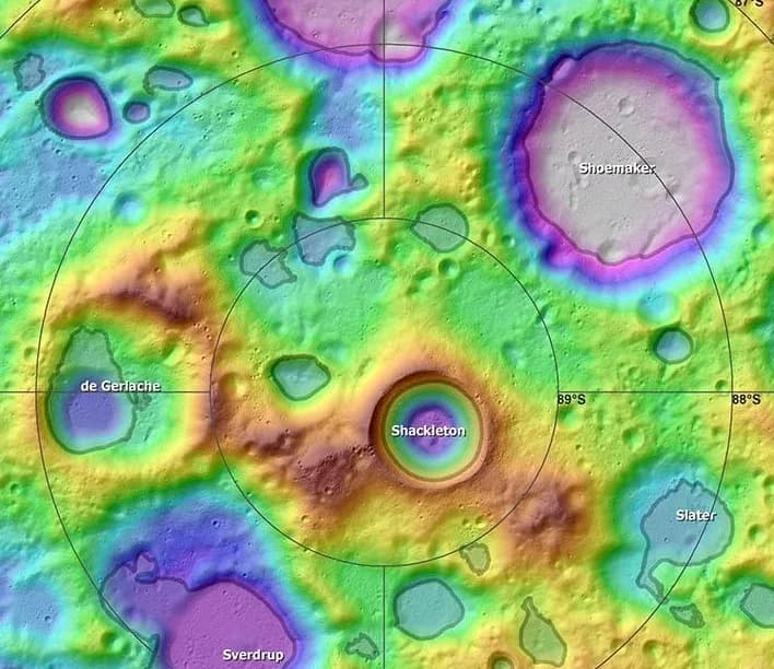 Topographic map of the lunar south pole